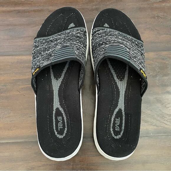 Teva Women’s Gray Black White Slide Sandal Size 10 Fits 9 Better - Picture 4 of 7